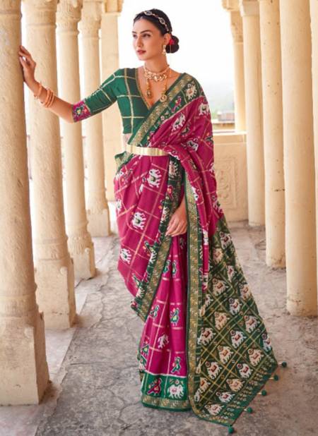 Pink Colour REWAA RIYASAT Festive Wear Smuth Patola Designer Saree Collection R-350A